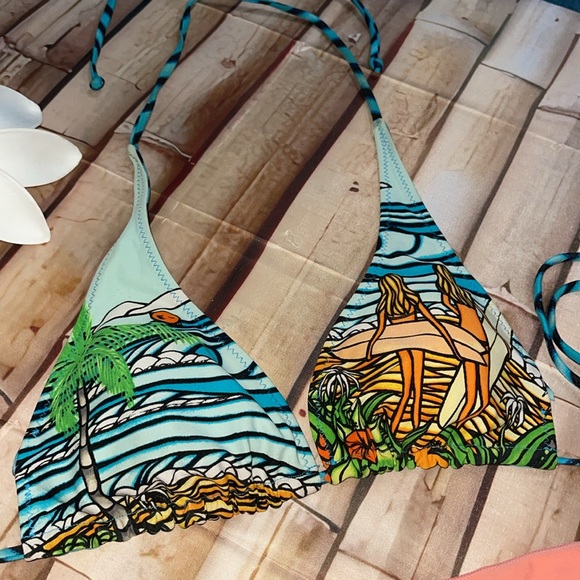 Rip Curl Heather Brown String Bikini Top Siren Surf Sisters - Picture 2 of 6